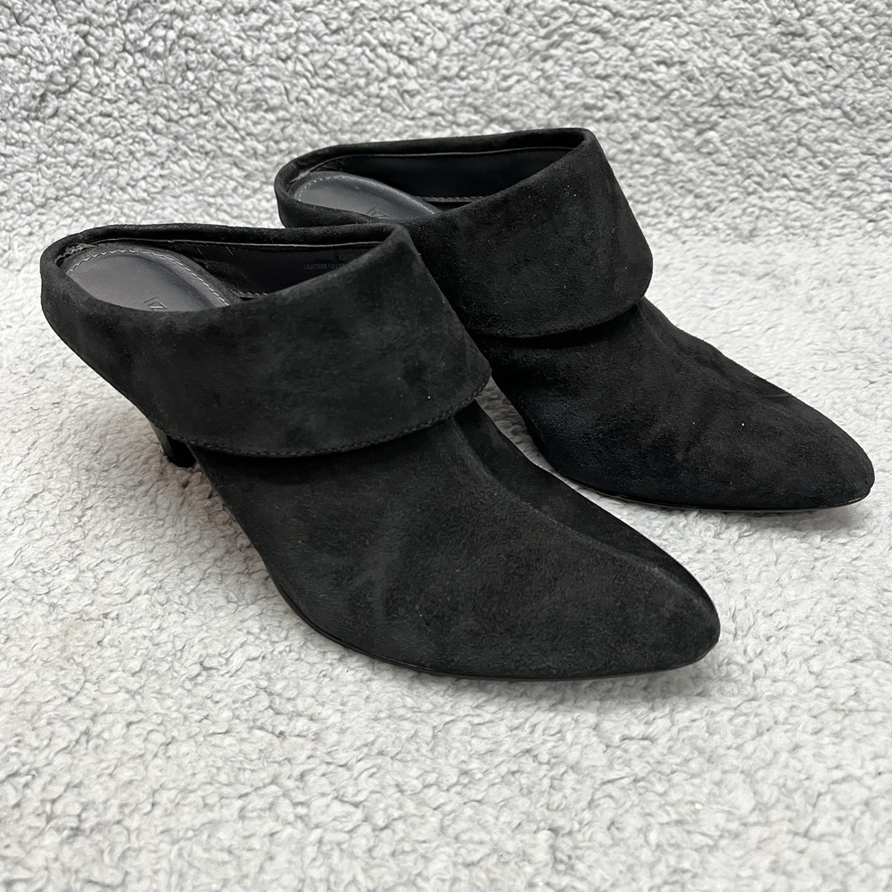 Liz Claiborne Cindy Shoes Womens 6.5 Suede Leather Heels Black‎ Slip On Corpcore